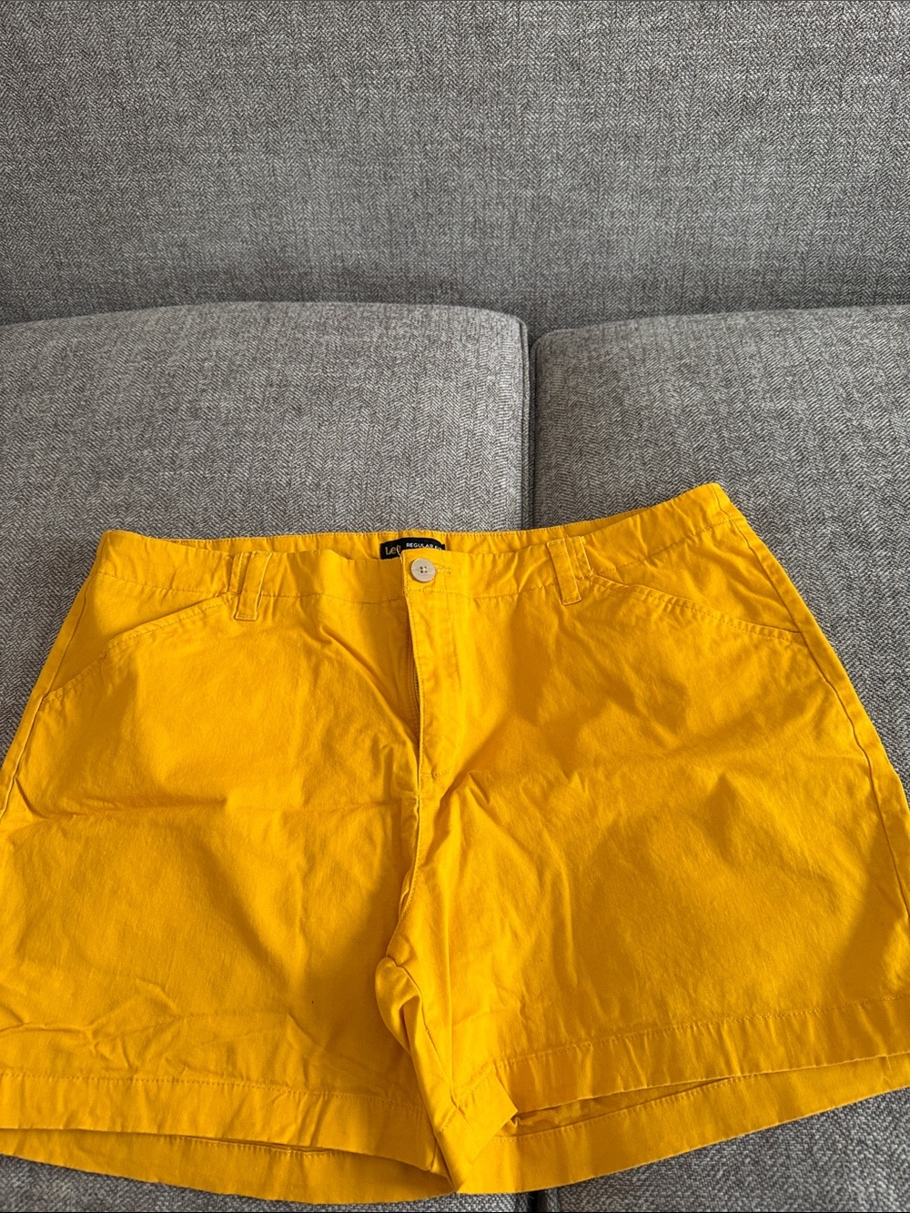 Lee Regular Fit Mid Rise Yellow Shorts